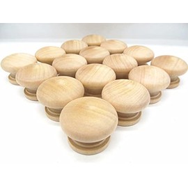 Leasiczg 16PCS Round Wooden unpolished Drawer Furniture Cabinet knobs Handle(Diameter: 3.2 cm, Height: 2.4 cm／16PCS)
