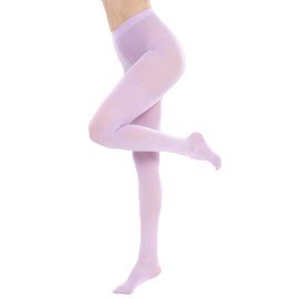 CozyWow Women's 80 Denier Solid Color Soft Opaque Footed Tights lavender xs