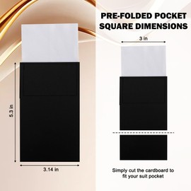 Men's Pre-Folded Pocket Squares for Suits - 2PCS Elegant Polyester Handkerchiefs with Triangle Fold Design, Formal Tuxedo Accessories (White)