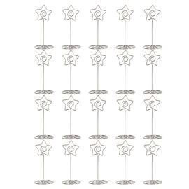 20PCS Desk Memo Clips Table Number Holder Star Shape Metal Desktop Clip for Name Card Photo Menu Picture Silver