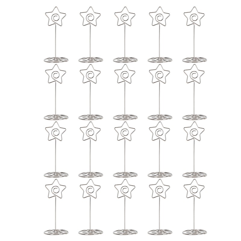 20PCS Desk Memo Clips Table Number Holder Star Shape Metal