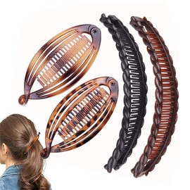 4Pcs Banana Hair Clips Set,Classic Vintage Fishtail Clincher Combs Tool Ponytail Holder Thick Curly or Straight Hair Accessories Set for Women Girls(Set A)