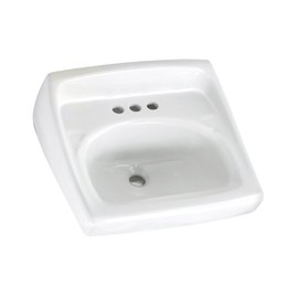 American Standard 0355.027.020 Lucerne Wall-Mount Lavatory Sink with 4-Inch Faucet Holes for Exposed Bracket Support, White