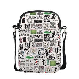 POFULL Soccer Gift Women Soccer Gift Soccer Player Gift Football Gift Sports Gift Soccer Lover Crossbody Bag (Soccer is Life CA)