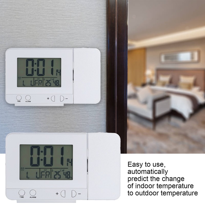 Projection Alarm Clock Backlit LED USB Charging Multifunctional Clock with