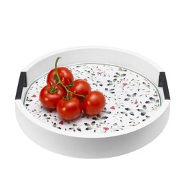 Pfaltzgraff Winterberry Mango Wood Lazy Susan Serving Tray, 16-Inch, White