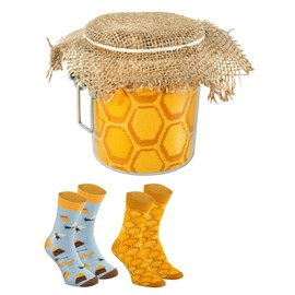 Rainbow Socks - Women's Men's Funny Honey Glass Socks in Glass - 2 Pairs, 2 x honey jars