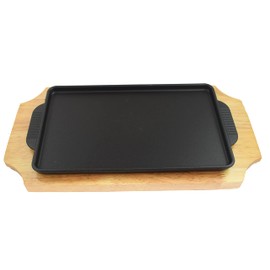 8" x 5" Cast Iron Rectangular Skillet w/Rubberwood Trivet