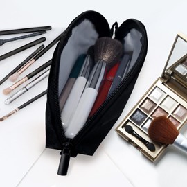 Gloppie - Soporte para brochas de maquillaje portátil para viaje, Negro -