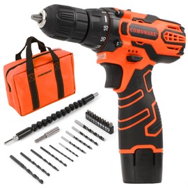 COMOWARE Cordless Drill Set, 12V Power Drill with Battery & Charger, 3/8" Keyless Chuck, 23Pcs Driver Bits Orange Storage Bag included