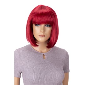 CAISHA by PRETTYSHOP SH032d Bob Wig, Short Hair Cosplay, Theatre Show, Heat-Resistant Synthetic, Straight, Red