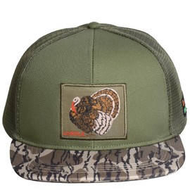 EDTREK Outdoorsman Pro Trucker Breathable Mesh Performance Cap - Flat Brim Snapback Hat (Turkey - Olive Bottomland Camo)