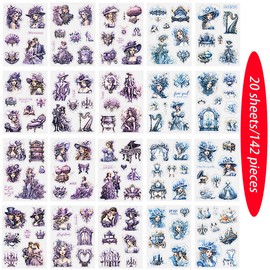 SSyang 20 Sheets Scrapbooking Accessories, Garden Scrapbook Stickers, Girls Scrapbook Accessory Set, Journaling Accessories, Scrapbooking, for Notebooks, Photo Albums, Calendars