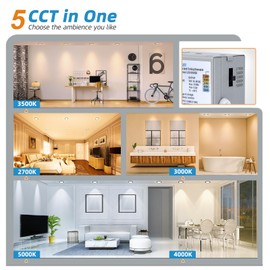 VOLISUN 24 Pack 4 inch Recessed Lighting, 5CCT LED Black Recessed Light, 2700K-5000K Selectable, Can-Killer, Dimmable Canless Wafer Downlight, LED Ceiling Light ETL Certificated