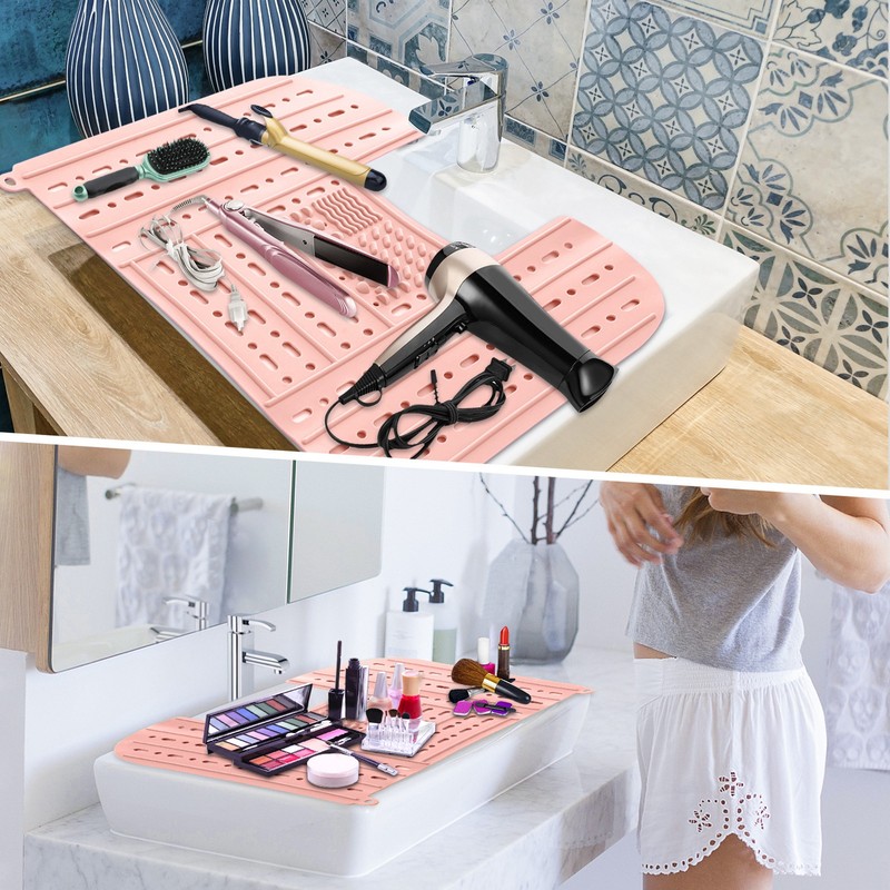 Foldable Sink Basin Top Cover Silicone Makeup Brush Cleaning Mat