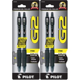 Pilot G2 Retractable Rolling Ball Gel Pens, 2 Pack of 2