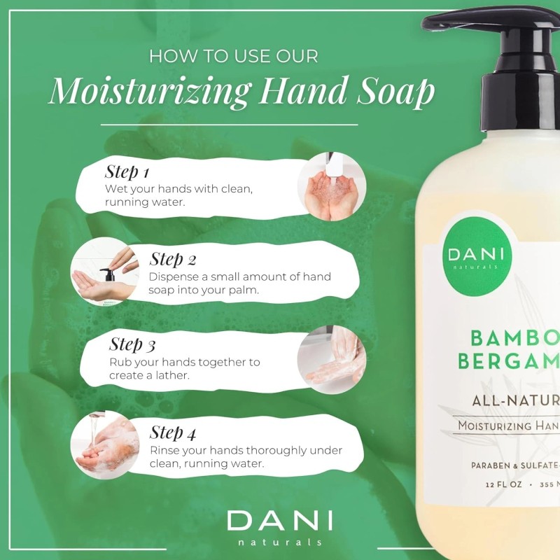 Dani Naturals Naturals Moisturizing Hand Soap – Bamboo Bergamot Scent,