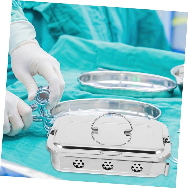 NIYANGLE Stainless Steel Medical Storage Case with Lid and Holes