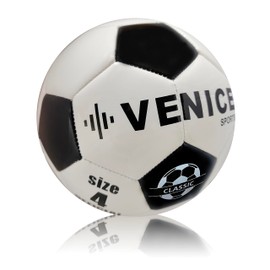 VENICE SPORTS Classic Soccer Ball - Size 3 / Size 4 / Size 5 Soccer Balls - Outdoor & Indoor Traditional Soccer Balls - Attractive Soccer Gifts (Size 4)