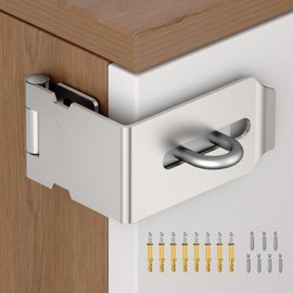 YogePote 90 Degree Hasp Latch, Heavy Duty 304 Stainless Steel Padlock Hasp Lock for Right Angle File Cabinet, Desk Drawer, Tool Box, Mailbox, Bookcase (Silver-1pc)