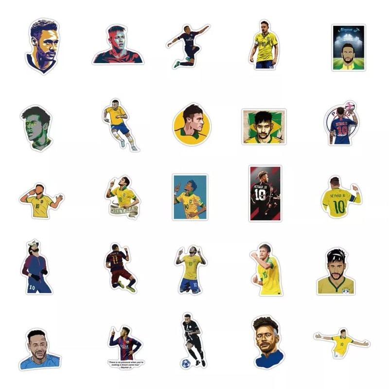 Neymar Futbol 50 Calcomanias Stickers Pvc Contra Agua Brazil