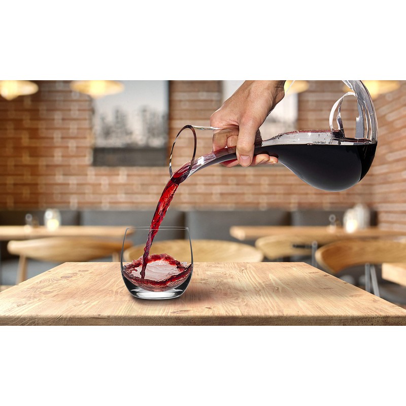 Eternal Living Wine Decanter Carafe Aerator with Stemless Wine Glasses