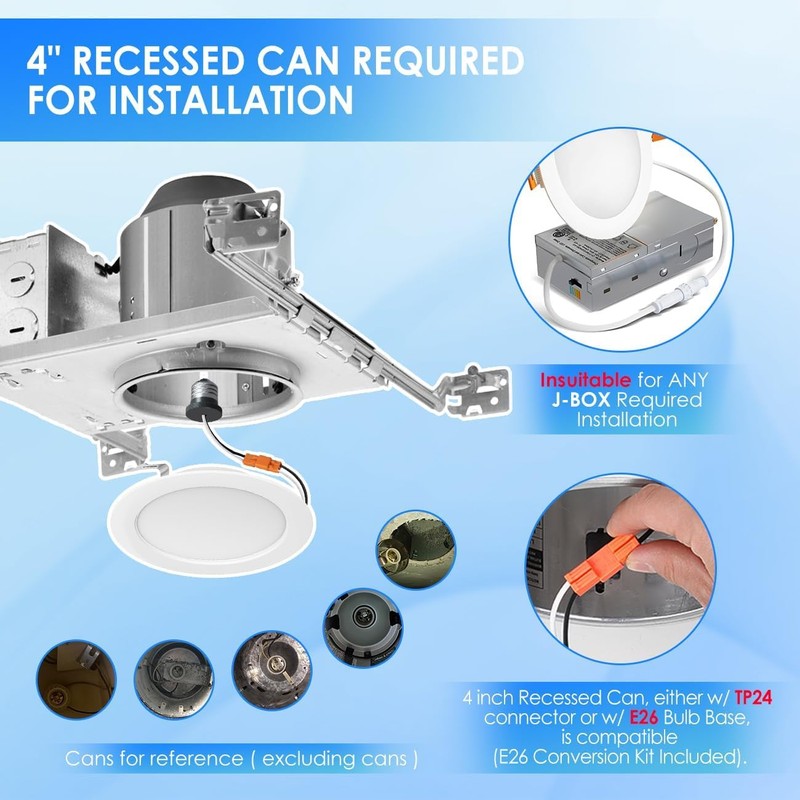 ANWIO 4Inch 5CCT LED Recessed Lighting,E26 7W 700LM Dimmable IC
