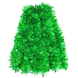 Apragaz 6m Green Tinsel Chunky Christmas Tinsel Garland for Christmas Tree, Wedding, Birthday, New Year Party
