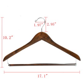 Quality Hangers Wooden Hangers Beautiful Sturdy Suit Coat Curved Hangers Great for Travelers Heavy Duty Hanger with Locking Bar - Retro Finish (20)