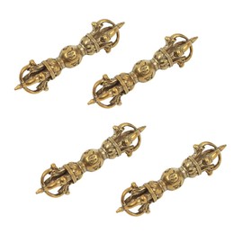 SHIDXIB 4Pcs Pure Brass Six-Character Mantra Vajra One-Word Drop Magic Pestle Vajra Prong Esoteric Body Protection Device for Men and Women Creative Retro Key Chain Pendant
