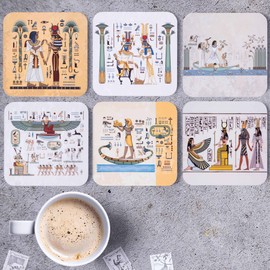 VEVMAX Premium AI Designed Coasters - Ideal for Hot Drinks on Coffee and Dining Tables - Funny, Cool, and Cute Coasters Set - Protect Surfaces Durable and Thick Drink Coasters Mythologys (6-Pack)