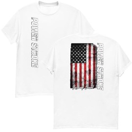 Power Stroke Diesel Truck T-Shirt Mens American Flag Design Tee Shirt