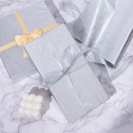 Rancco Glitter Wrapping Paper- Rose Gold/Silver/Gold/Dark brown Color Sparkle Paper for Christmas, New Year's Eve, Birthday, Wedding, Baby Shower, Party, Craft Paper Decor Gifts, 4PC,19.7''X 27.6''