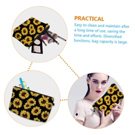 WOONEKY 2pcs Lovely Cosmetic Bags Sunflower Toiletry Travel Pouch Capacity Makeup Zipper Bag for Easy Access and Organization Lightweight and Stylish Design for Women