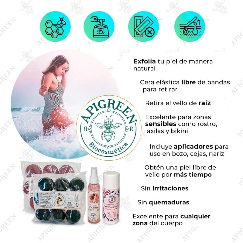 Cera Española Apigreen Pre Y Post Depilatorios Piel Sensible