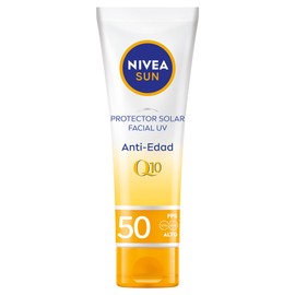NIVEA SUN Protector Solar Facial Anti-edad (50 ml), Enriquecido con Q10, Bloqueador solar FPS 50+, no Grasoso para Todo Tipo de Piel