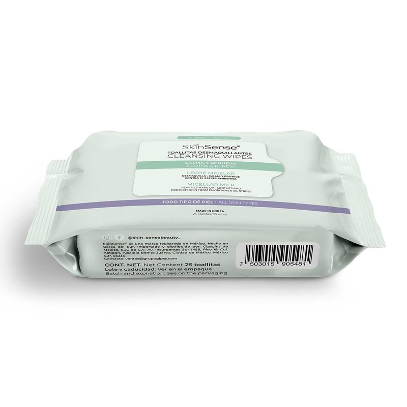 Skin Sense Toallitas Faciales Biodegradables (25 piezas) – Té Verde