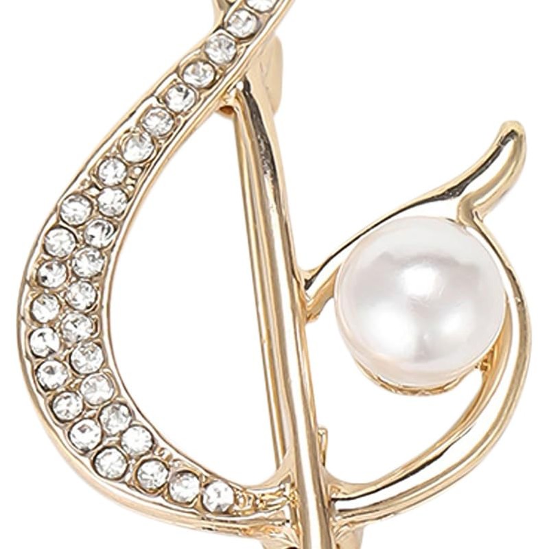 Pack of 2 Musical Notes Brooch with Rhinestones for Women,