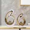 2 PCS White Gold Decor Accent Ceramic Statue White Mid