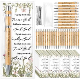 Chivertion 50 Set Christian Religious Gifts Bulk Include Bible Verse Bamboo Pens and Inspirational Bookmarks Scripture Biblical Church Gifts Sunday School Gift for Teacher Student