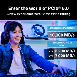 Kioxia EXCERIA Plus G4 NVMe SSD 1TB Internal SSD, PCIe Gen5 x4, Read 10,000MB/s, Write 7,900MB/s, PCIe 4.0 Backward Compatible, for Gaming, Decops and Laptops, Black Blue