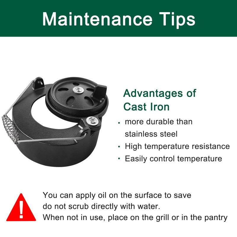 Quantfire Cast Iron Cap for Big Green Egg Dual Function