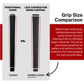 Majek Golf Club Grip and Kit- Super Jumbo Extra Large Tour 360 Degree Black - NO LOGO - Round .600 Extra Large XL For Tall Golfers with Big Hands - Premium Rubber Golf Grip - 1 Grip, Tape, Clamp