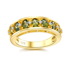 DAYBYDAY 14k Gold Peridot Ring August Birthstone Rings for Women Thick Eternity Band Ring Oval Peridot Wedding Band Size 6