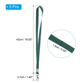 PATIKIL 17" Neck Lanyards, 5 Pack 0.6" Width Flat Strap Lanyard with Swivel Hook Clip for Name Tag Badges Holder ID Card Keys, Dark Green