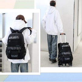 MITOWERMI Camouflages Grey Boys Rolling Backpacks Kids Carry-on Luggage Camo Bookbag with 2 Wheels Boys Teens Wheeled Backpack Trolley School Bags