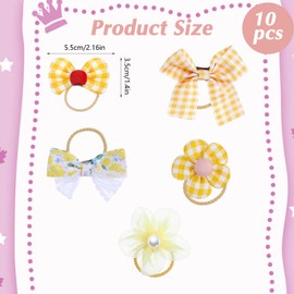 10 Stück Cute Haargummis mit Schleife, Gelb Elastisches Haarbänder niedliche Blume Haargummi für Baby Mädchen Mädchen Kleinkind Zubehör(Gelb)