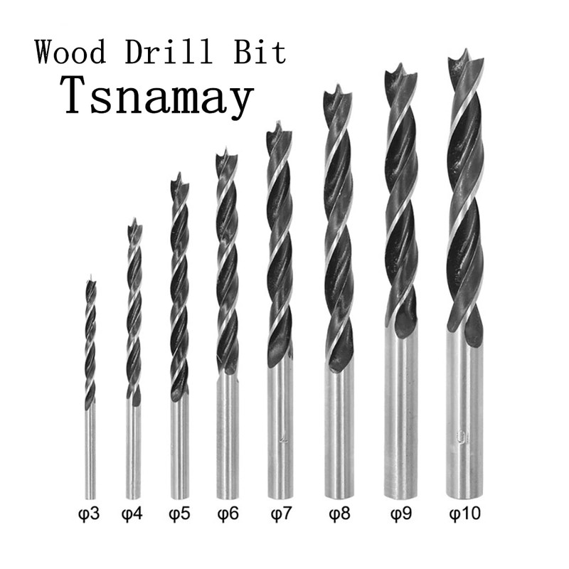 Tsnamay 5mm Wood Drill Bit 3 Point Woodworking Drill 5pcs