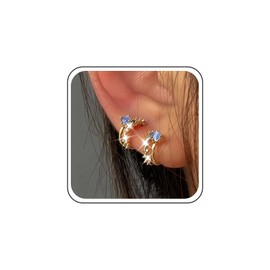 Cimenexe Bohemian Crystal Sapphire Stud Earrings Gold CZ Opal Hoop Earrings Blue Moonstone Circle Hoop Earrings Small Rhinestone Opal Earrings Jewellery for Women and Girls Gifts, Zinc, No Gemstone