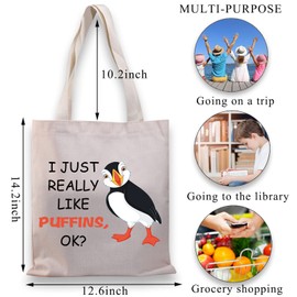 BDPWSS Puffins Gift Puffin Seabird Lover Gift Ornithology Birding Bird Watching Gift I Just Really Like Puffins Tote Bag (Just Like Puffins TGCA)